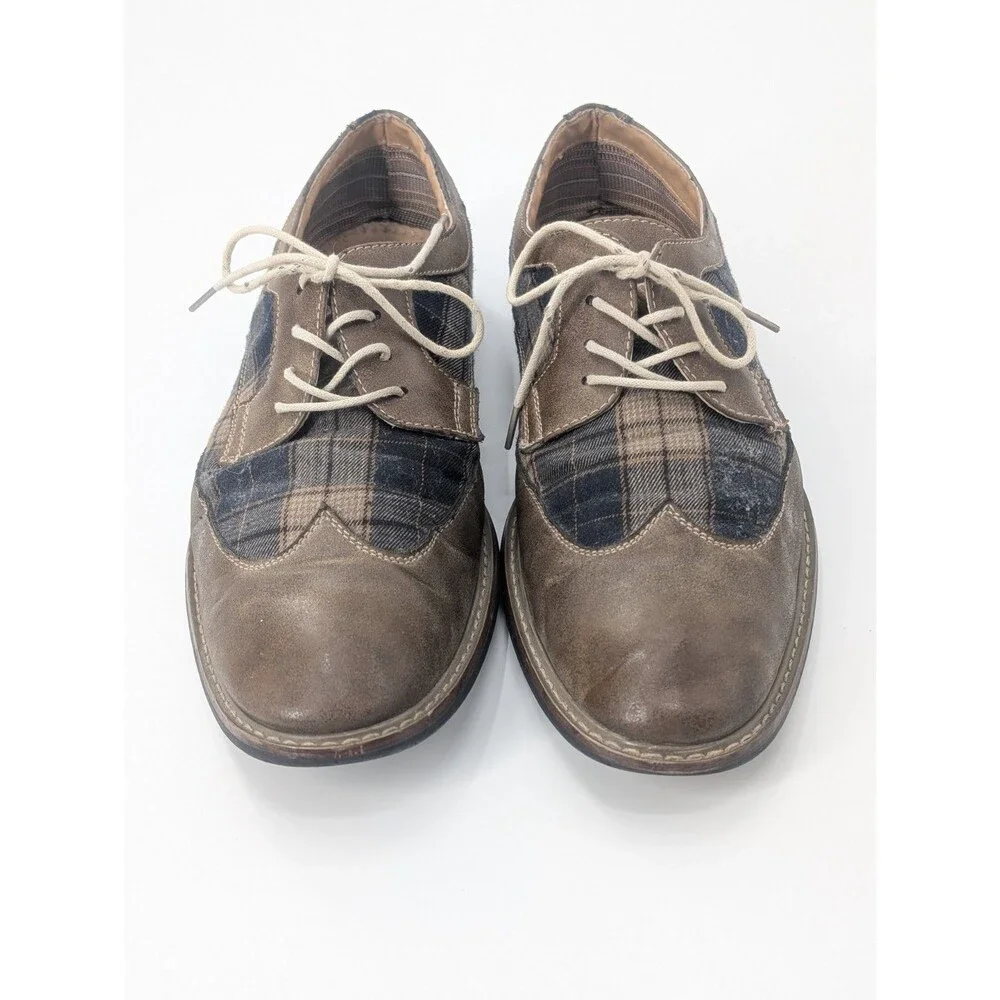 Ferro Aldo Brown Plaid Leather Oxford Tie Lace Dress Shoes Mens Size 9